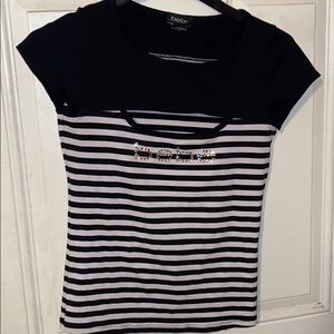 Bebe shirt stripes black white medium